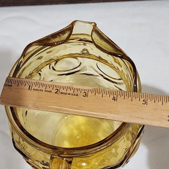 Anchor Hocking Heritage Hill Honey Gold Pitcher 2qt Ice Lip amber honeycomb 9" - Picture 7 of 9